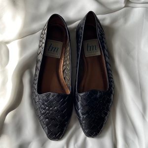 Vintage hand made leather woven flats